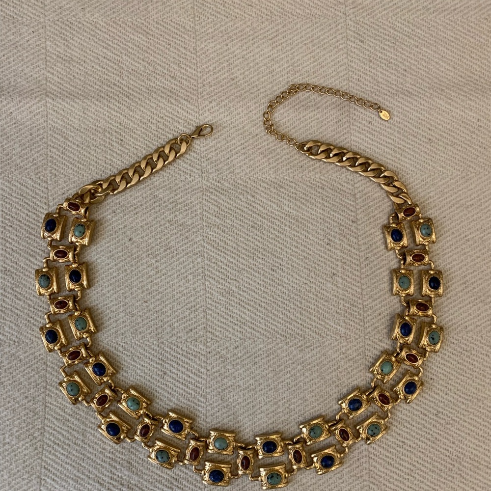 Gold-Tone Multi-Stone Statement Chain Belt